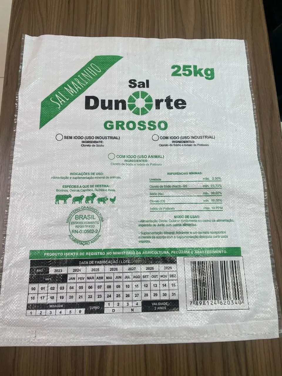 Saco de fibra 25kg - novo