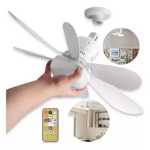 Ventilador de Teto branco com Lâmpada LED e Controle Remoto