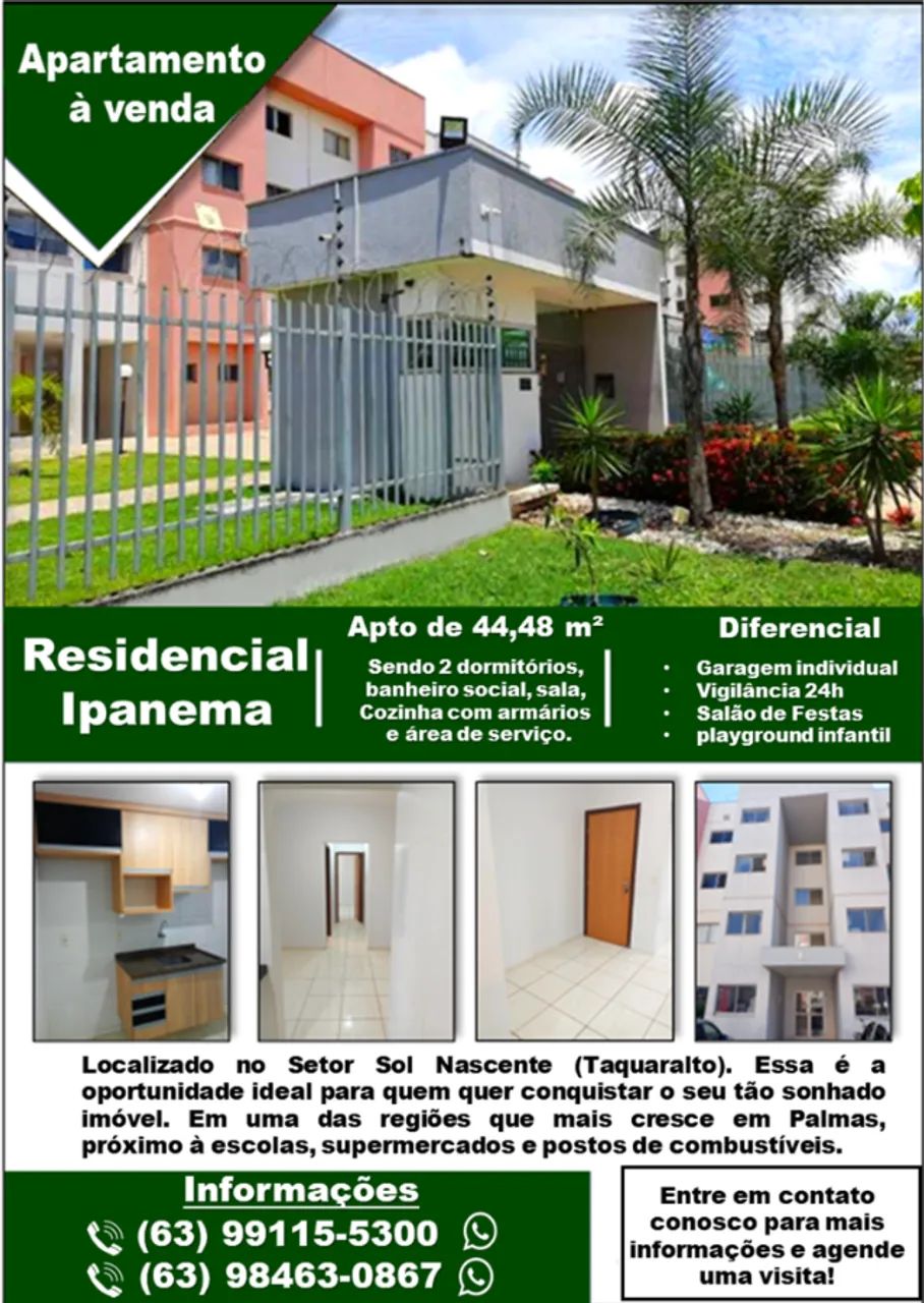 Apartamento 02 quartos no Residencial Ipanema - Taquaralto