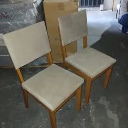  Conjunto de 2 Cadeiras de Madeira Maciça Para Mesa de Jantar