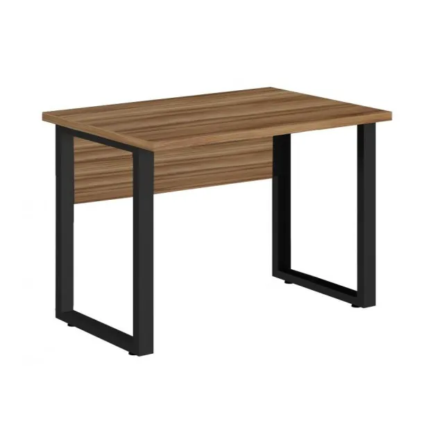 Mesa Escritório Pé Quadro 1,20x0,60m Sem Gavetas Nogal Sevilha/Preto Modelo 24469