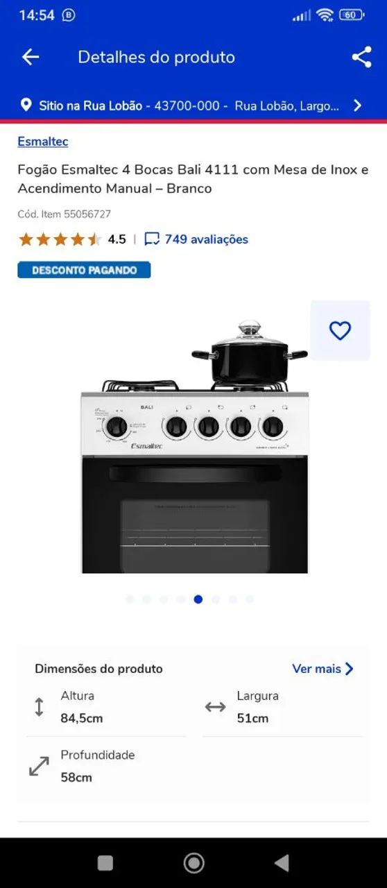 Fogão Esmaltec 4 Bocas Bali 4111 Branco - Foto 2