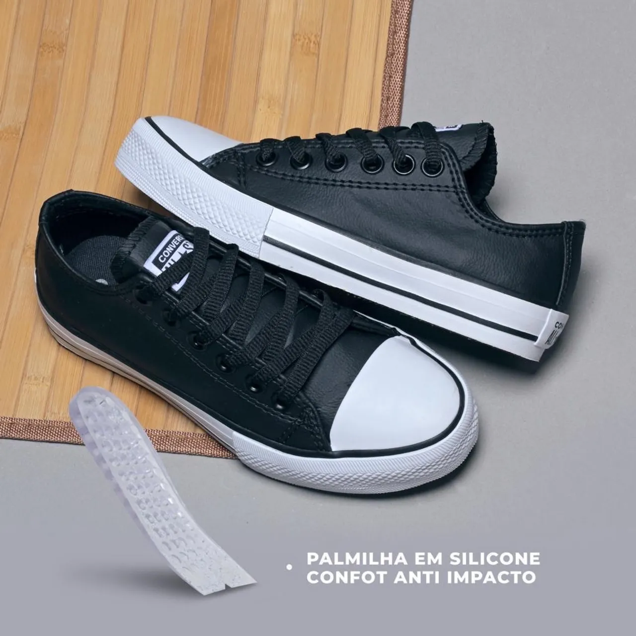 Tênis Chuck Taylor All Star Couro Cano Baixo Preto