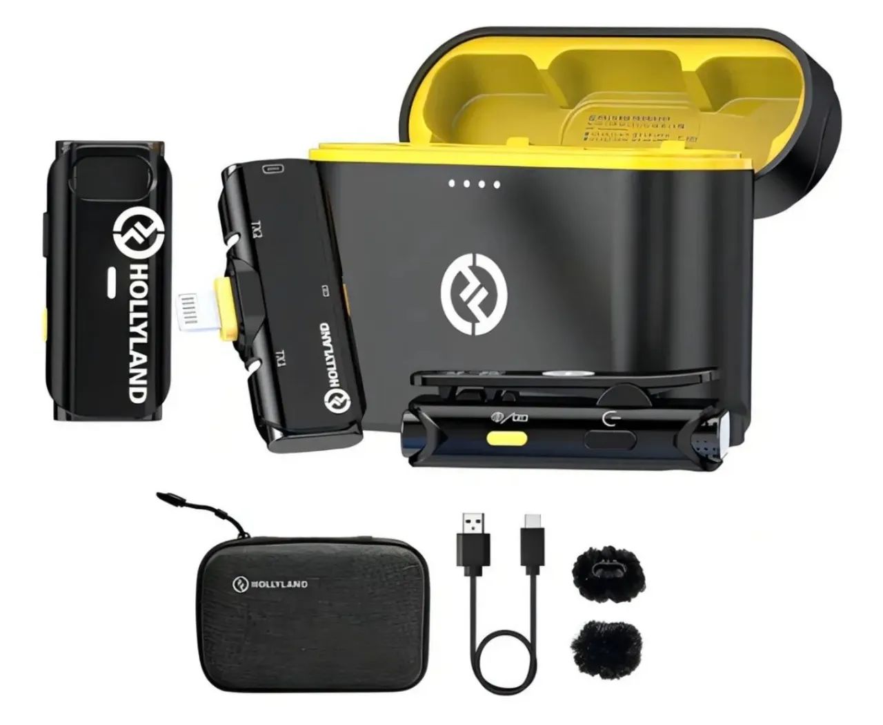 Microfone Sem Fio Hollyland Lark C1 Duo - 2 Pessoas + Case e Som Profissional