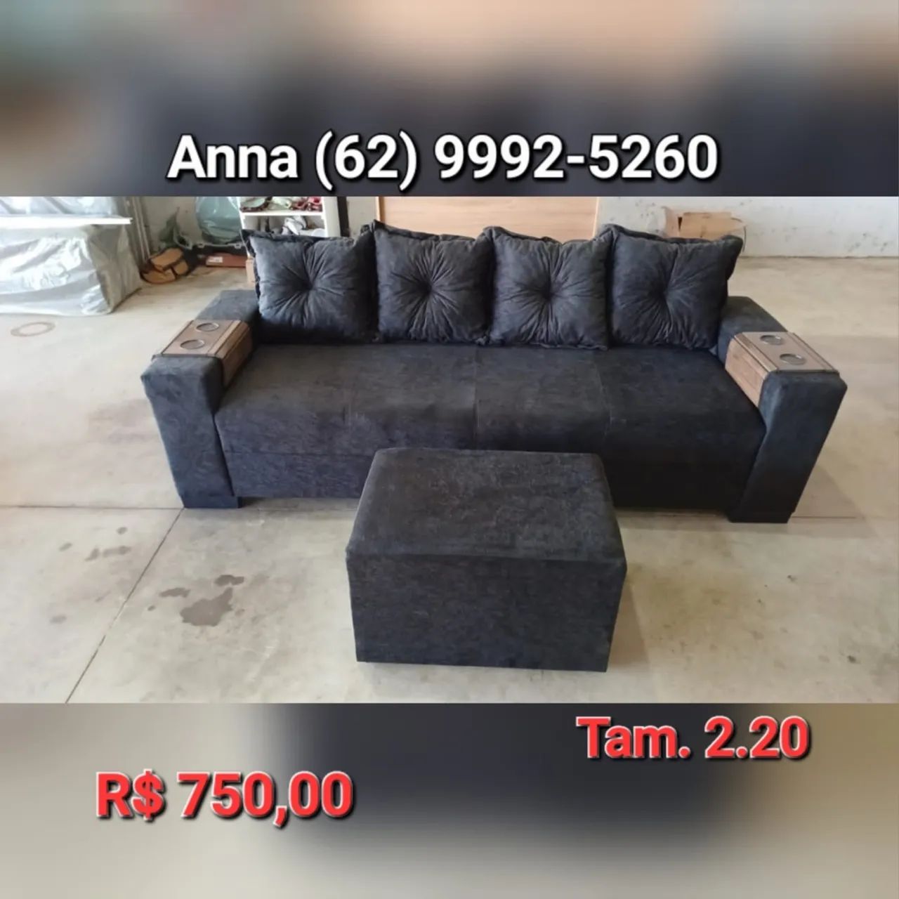 Sofá 4 Lugares com Puff ((?))* - Conforto e Estilo!
