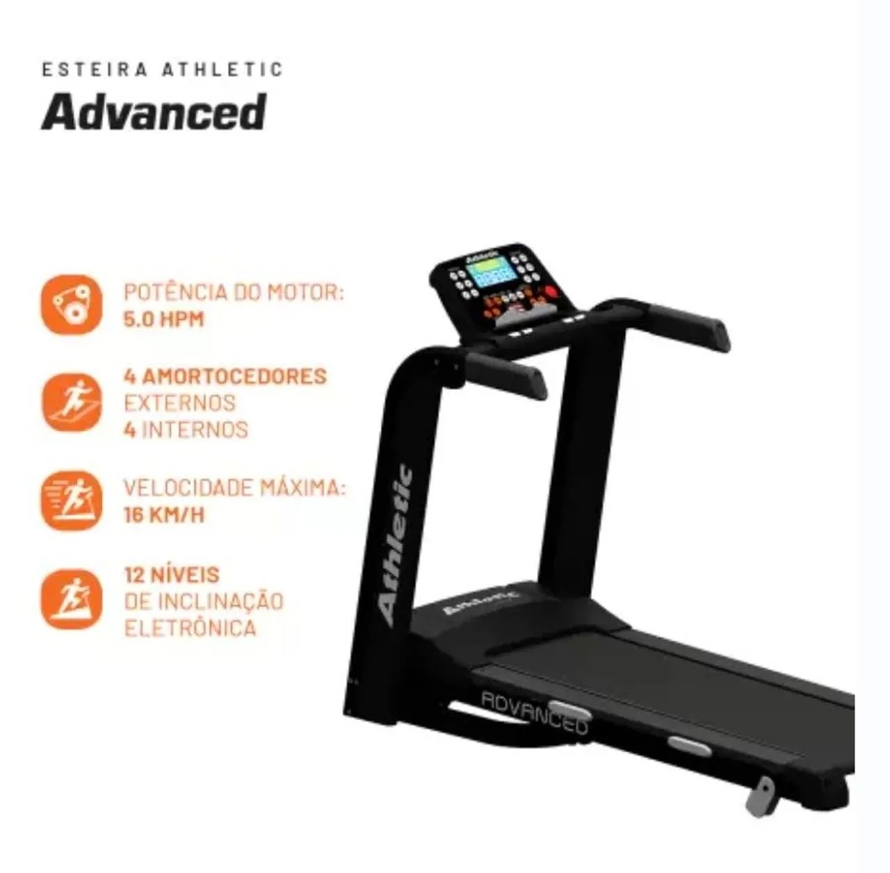 Esteira ATHLETIC RACER 16 KM/HORA BIVOLT ,DOBRÁVEL, NUCA FOI USADA,NA EMBALAGEM, - Foto 4