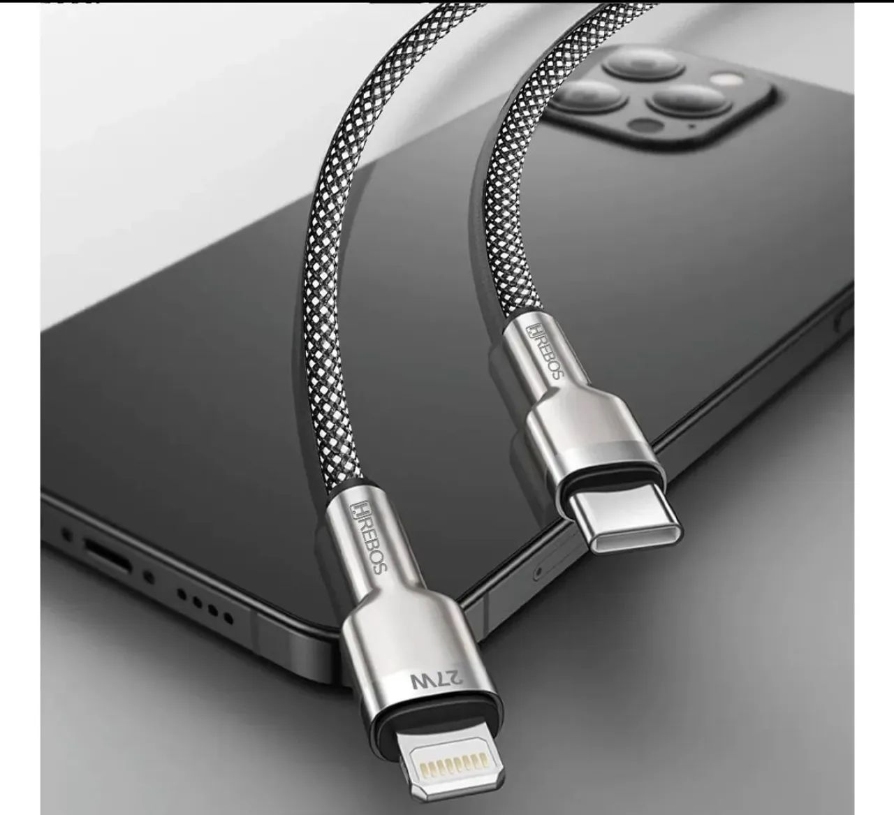 Cabo USB-C para iPhone 27W - Hrebos - 1 metro - Foto 3