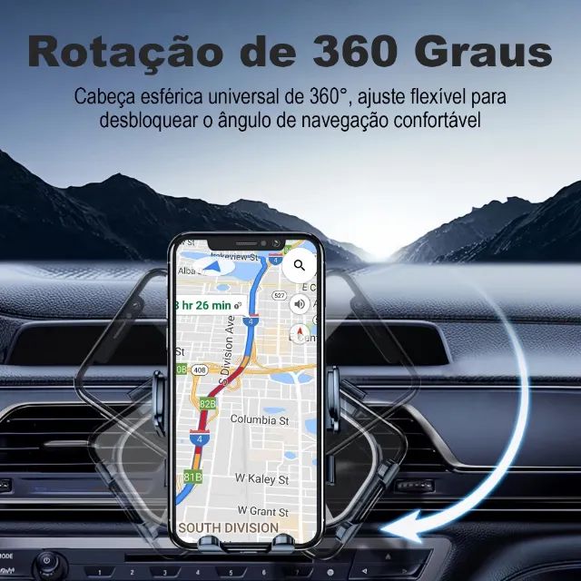 Suporte de Celular Gps Veicular para Saída de Ar Rotação 360  - Foto 3