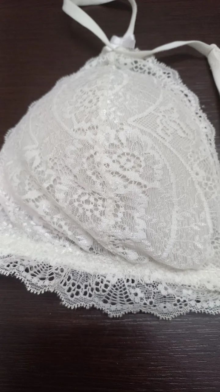 Sutiã renda branco tamanho P - Foto 4