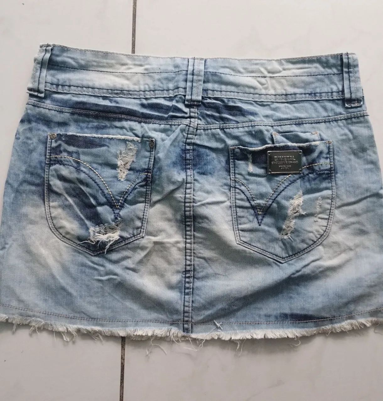 Saia Jeans Destroyed Feminino - Foto 2