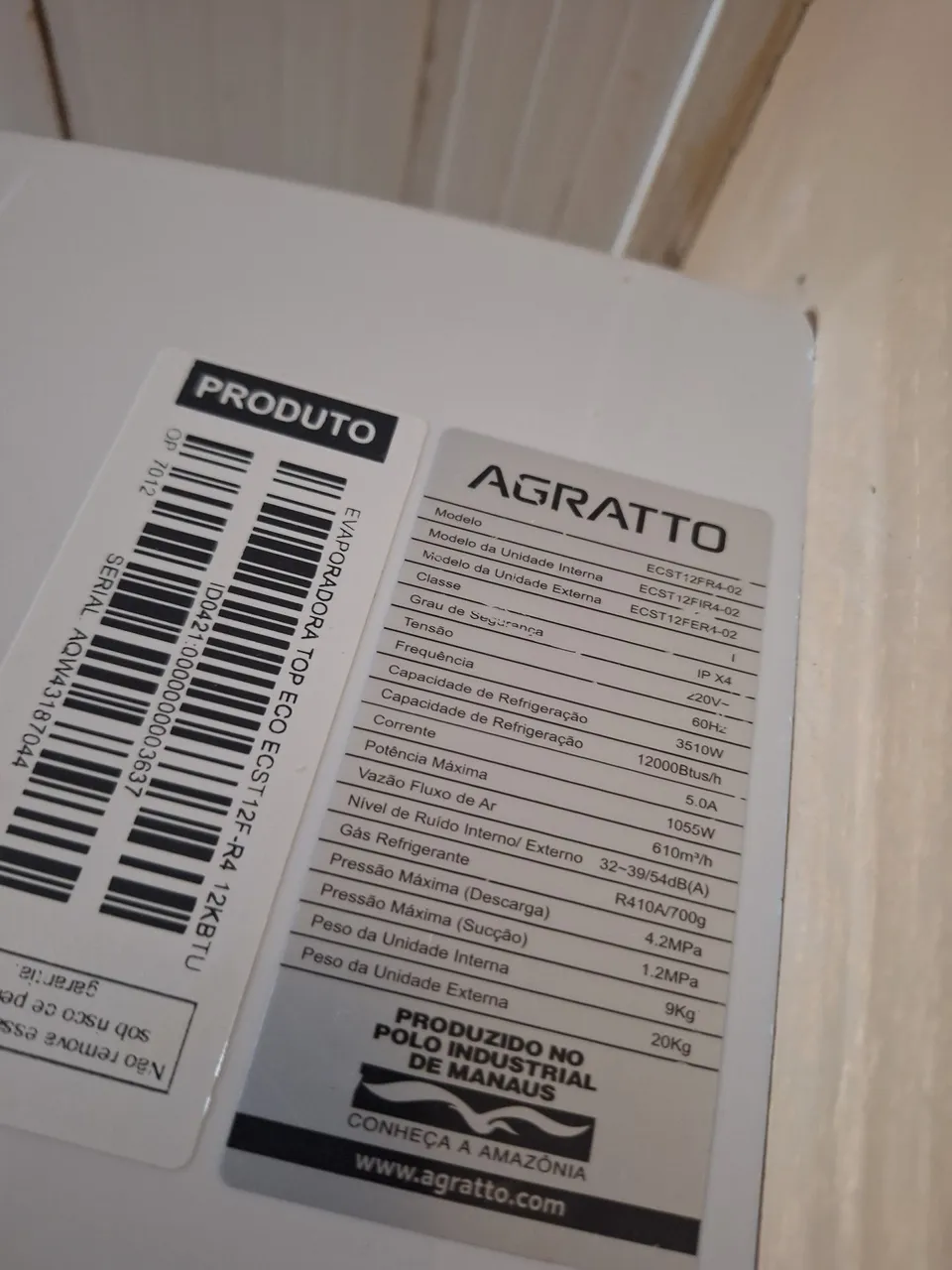 Ar Condicionado Agratto 12.000 BTUs