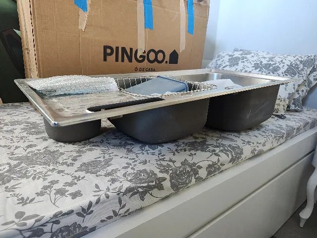 (NOVO) Cuba Dupla Gourmet de Aço Inox 92x45cm Nukini - Foto 4