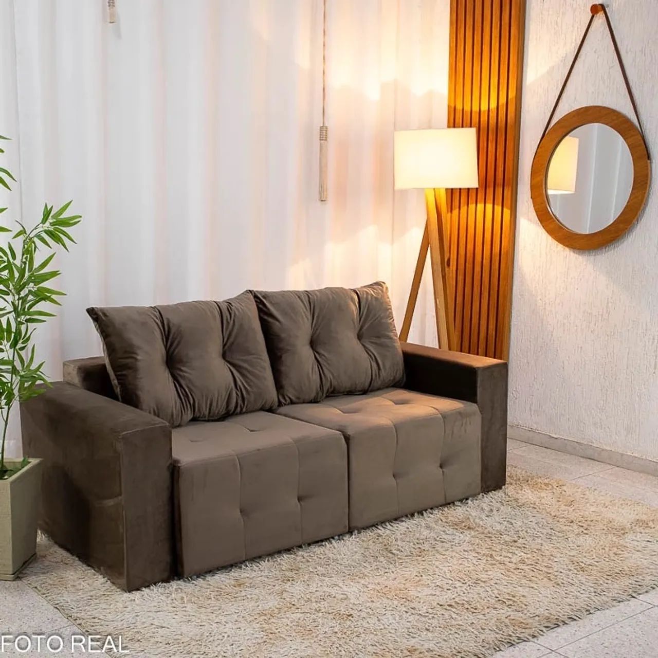 Sofá Retrátil Havaí 1.80m Veludo Marrom - Sem Caixa Produto Novo  - Foto 3