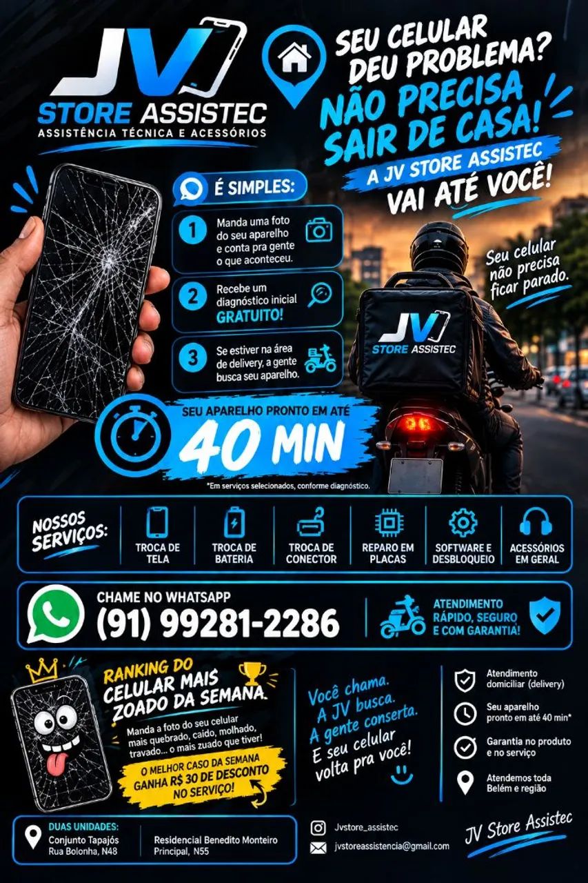 Conserto de celulares em 40min. 100% de garantia 