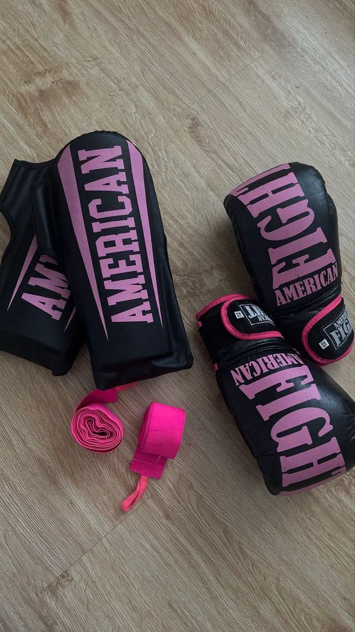 kit de luvas caneleira e bandagem 