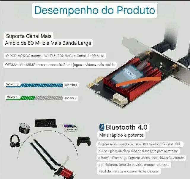 Placa de rede wi-fi e bluetooth 4.0 - Foto 2