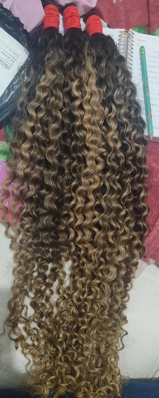 Cabelo cacheado humano com luzes/mechas  - Foto 4