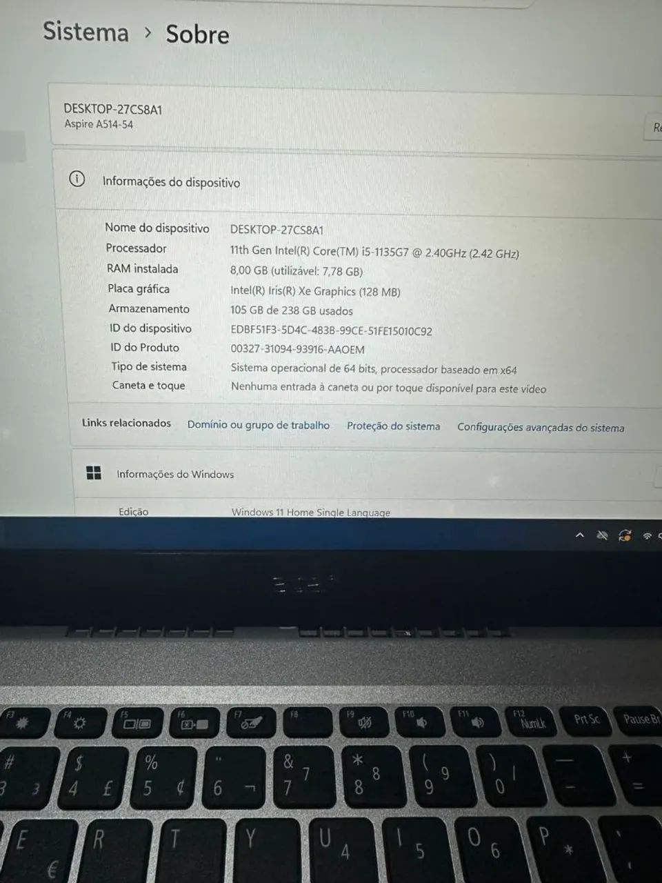 Vendo notebook Acer