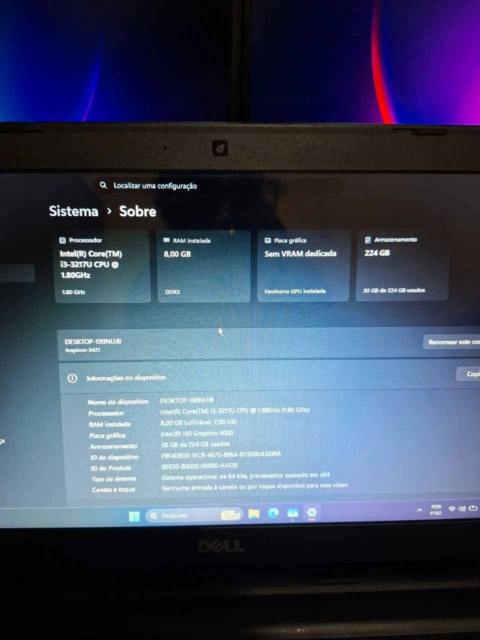 Notebook Dell I3, 8gb de ram, SSD 240gb - windows 11 e pacote office - Foto 3