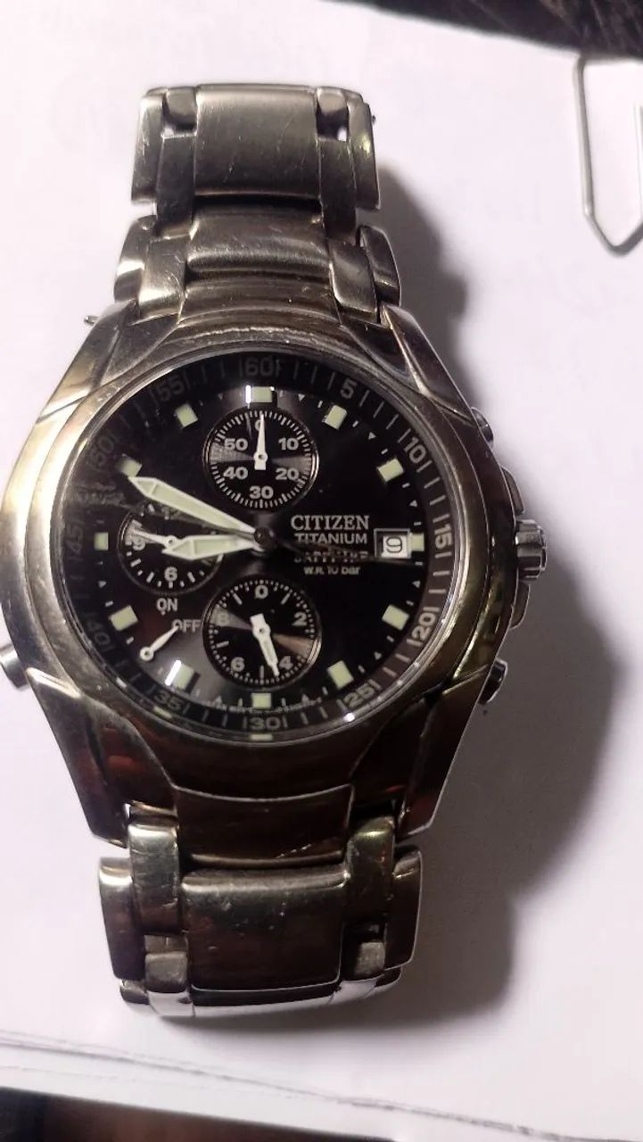 Vendo/troco .relógio Citizen super Titanium An2250-54E todo original  - Foto 5