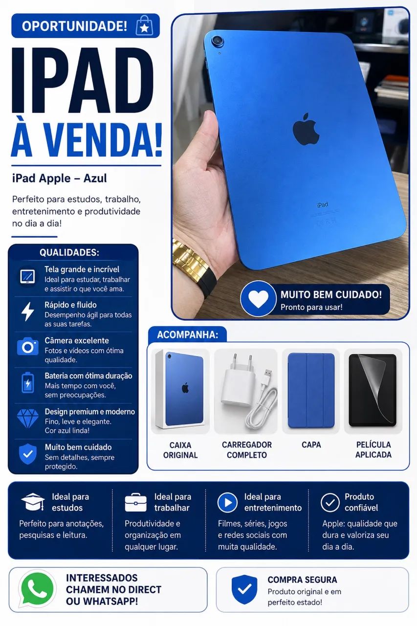 IPAD 10 64GB SEMINOVO AZUL - Tablets e E-Readers - Fátima