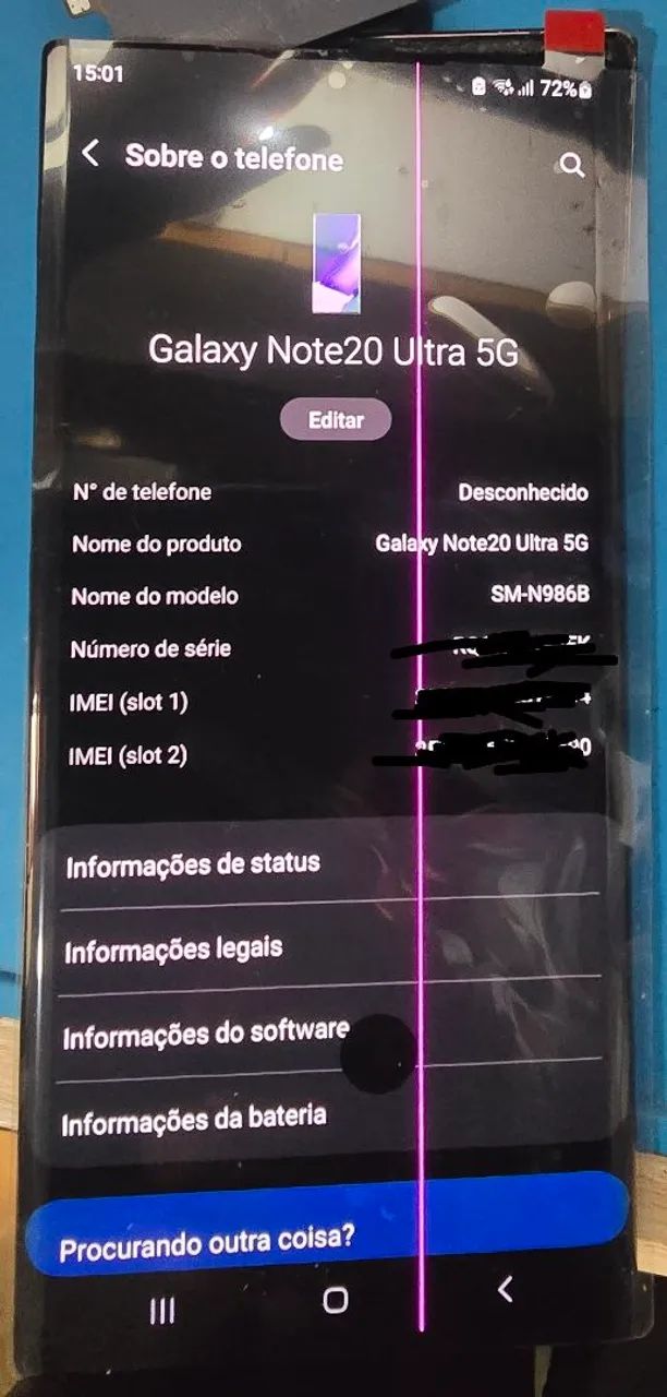 Display sansung note20 ultra original com detalhes mas funcionando 