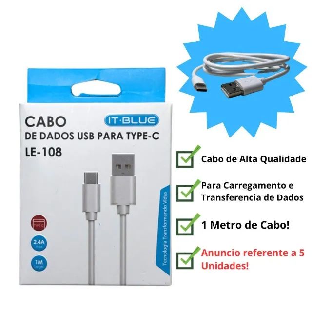 Cabo Carregador Tipo C e Micro USB **QUEIMA DE ESTOQUE** Aproveite! e Transferência d Dado