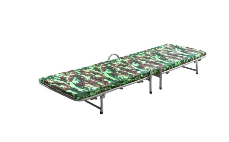 Cama Dobrável De Solteiro Prata Com Colchão Imbutido Para Camping