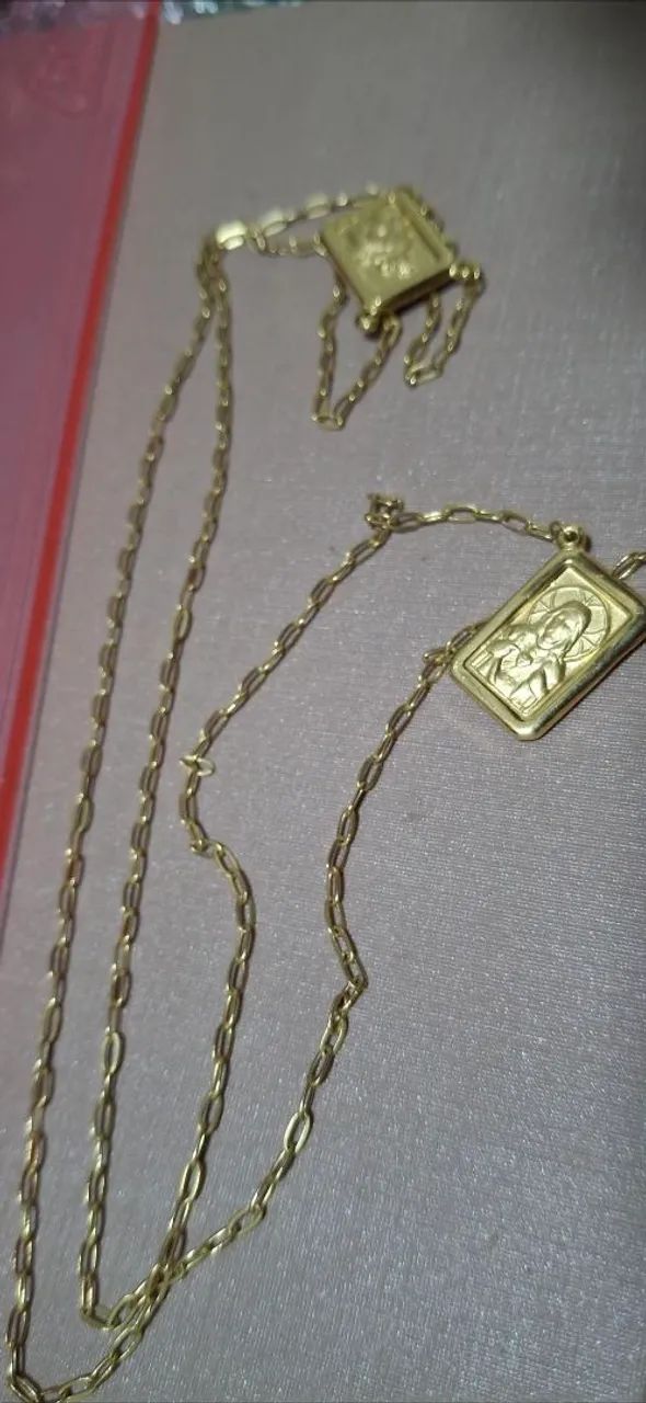 Escapulario masculino ouro 18k - Foto 2