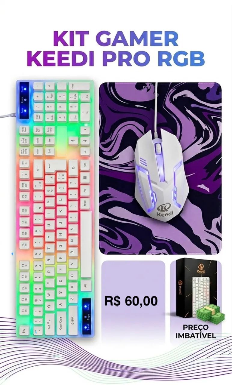 Kit Teclado + Mouse Keedi  RGB