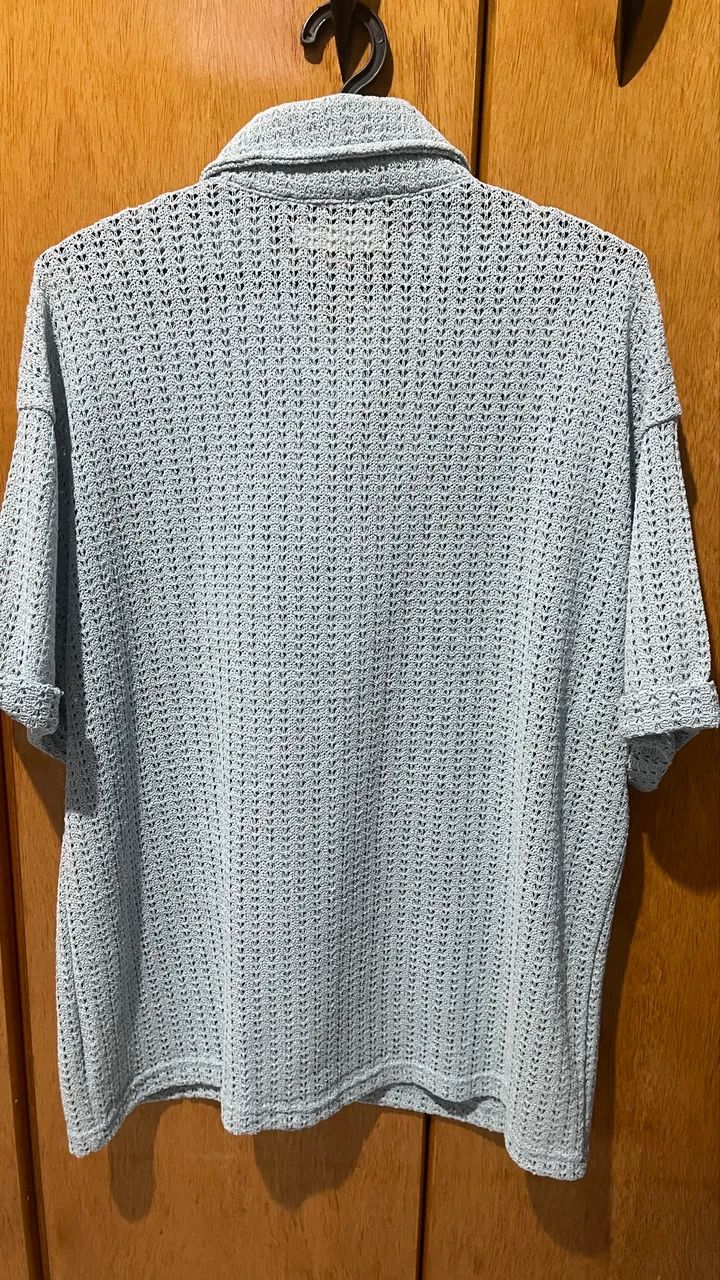 Camisa Tricô Masculina - Azul Bebê  - Foto 5