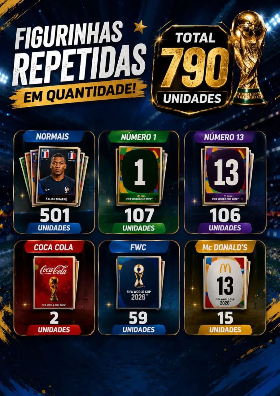 Pacote de 790 figurinhas aleatórias