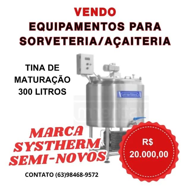 Equipamentos para sorveteria/açaiteria pasteurizadora, tina e produtora - Foto 2