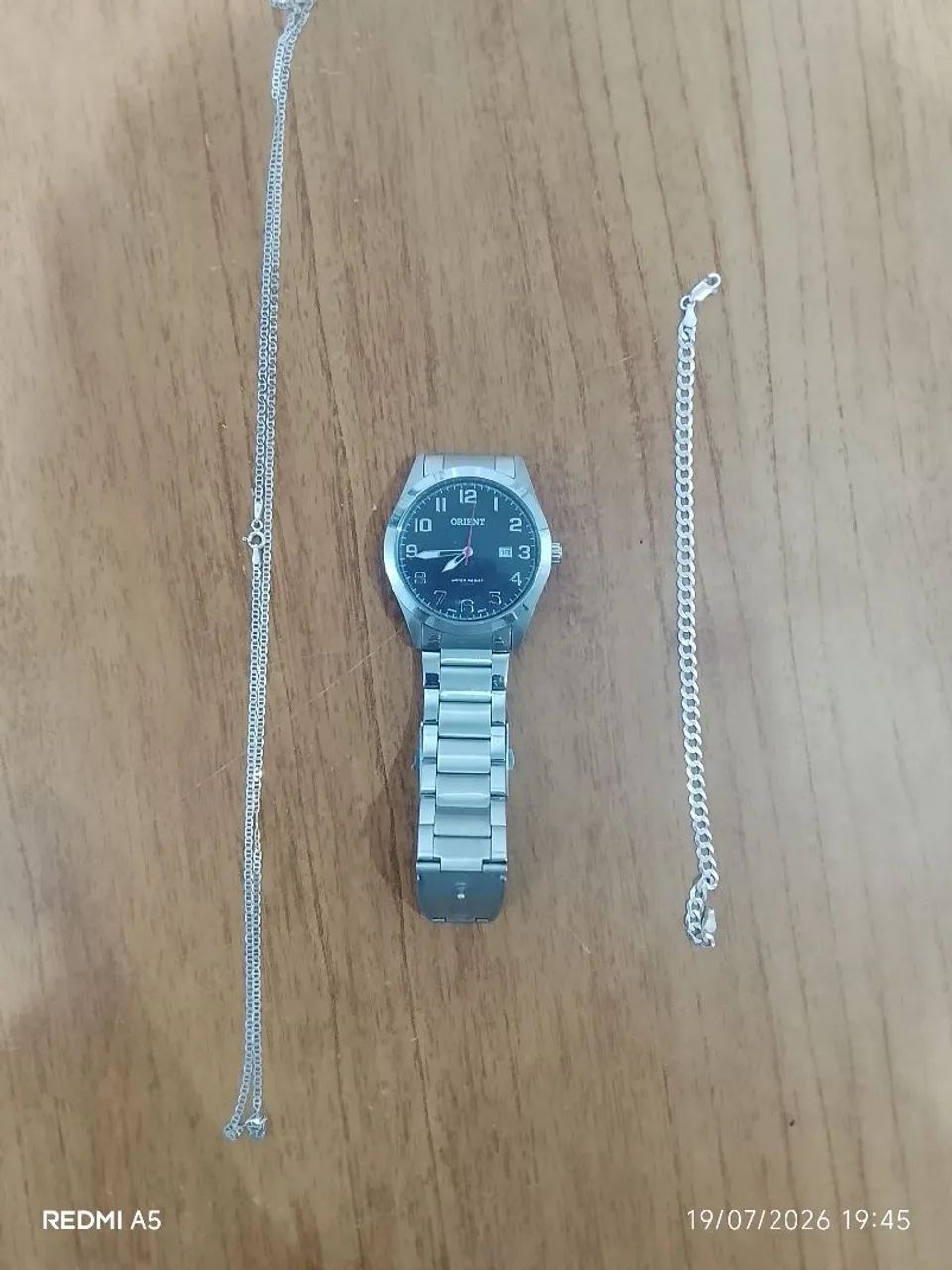 Relógio Orient, pulseira e carretinha de prata - Foto 4
