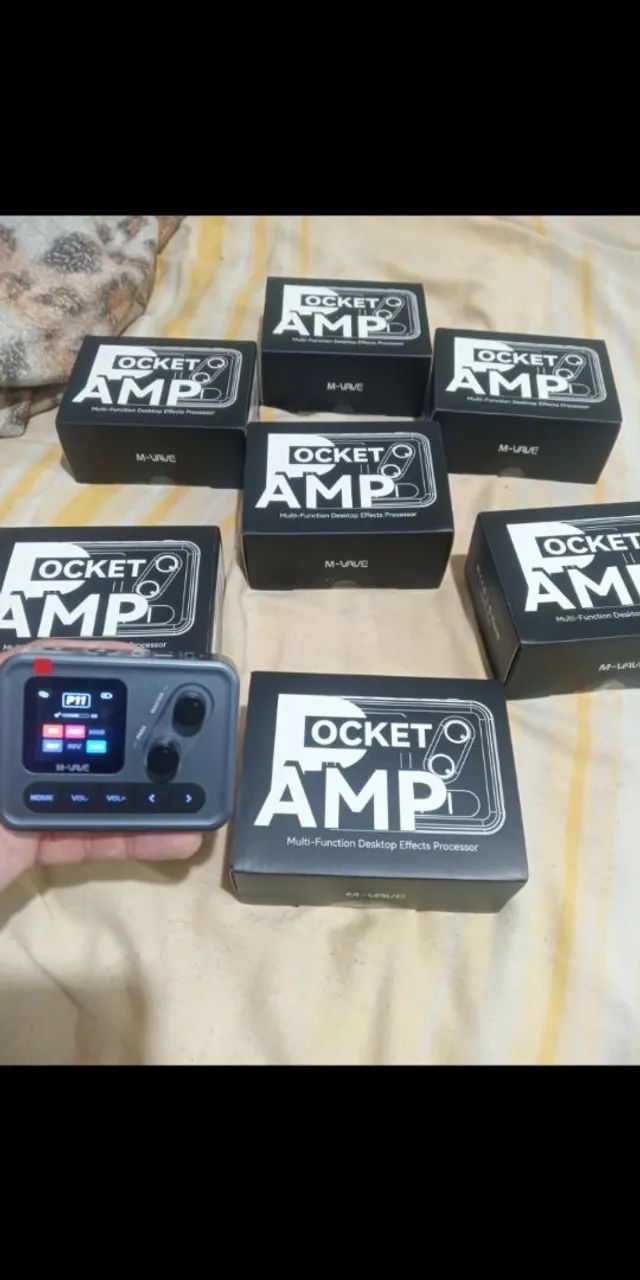 Pocket Amp M-vave multi efeitos guitarra e baixo, interface usb