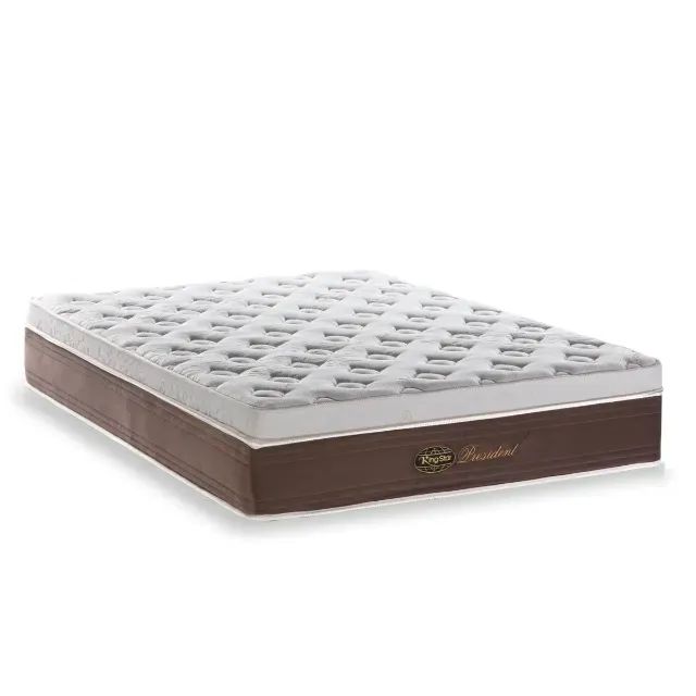 Colchão King Star Branco/Marrom + Cama Base Baú King