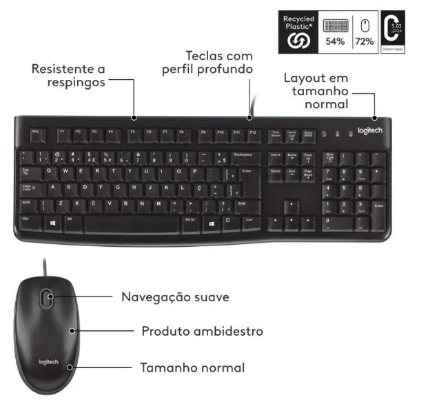 Kit Teclado K120 e Mouse Logitech NOVO