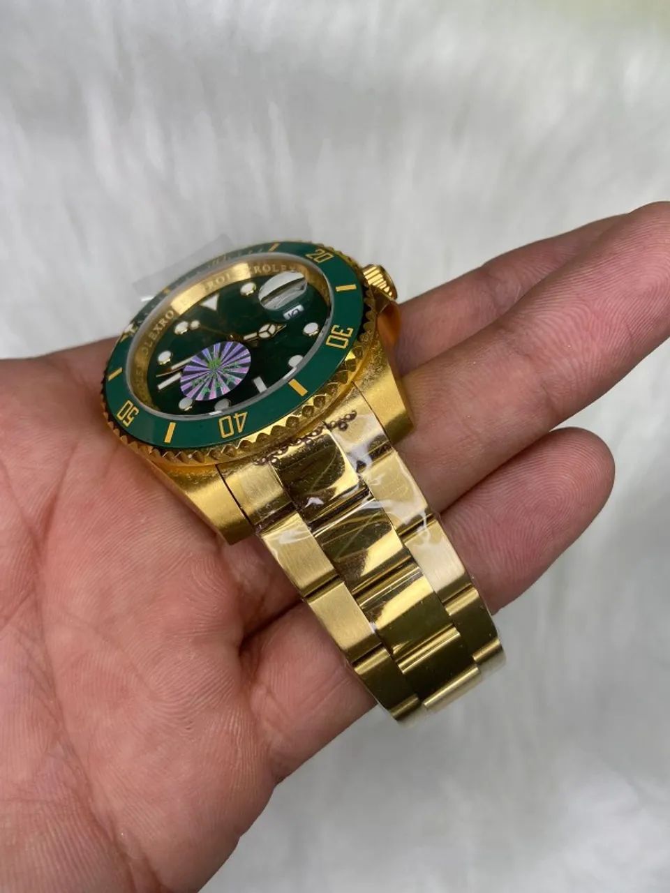 Rolex Submariner Date Dourado E Verde Automático Premium C Garantia - Foto 3