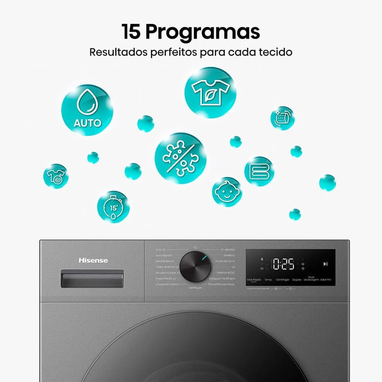 LANÇAMENTO Lava e Seca Hisense 11kg Nova Nota fiscal Motor Inverter WD1i11 Titânio 220V - Foto 6