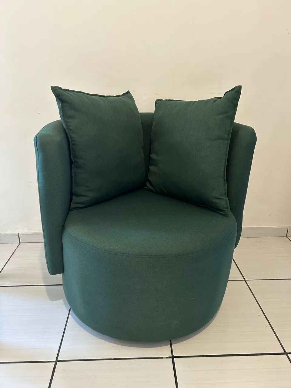 Poltrona de linho luxo verde giratória 