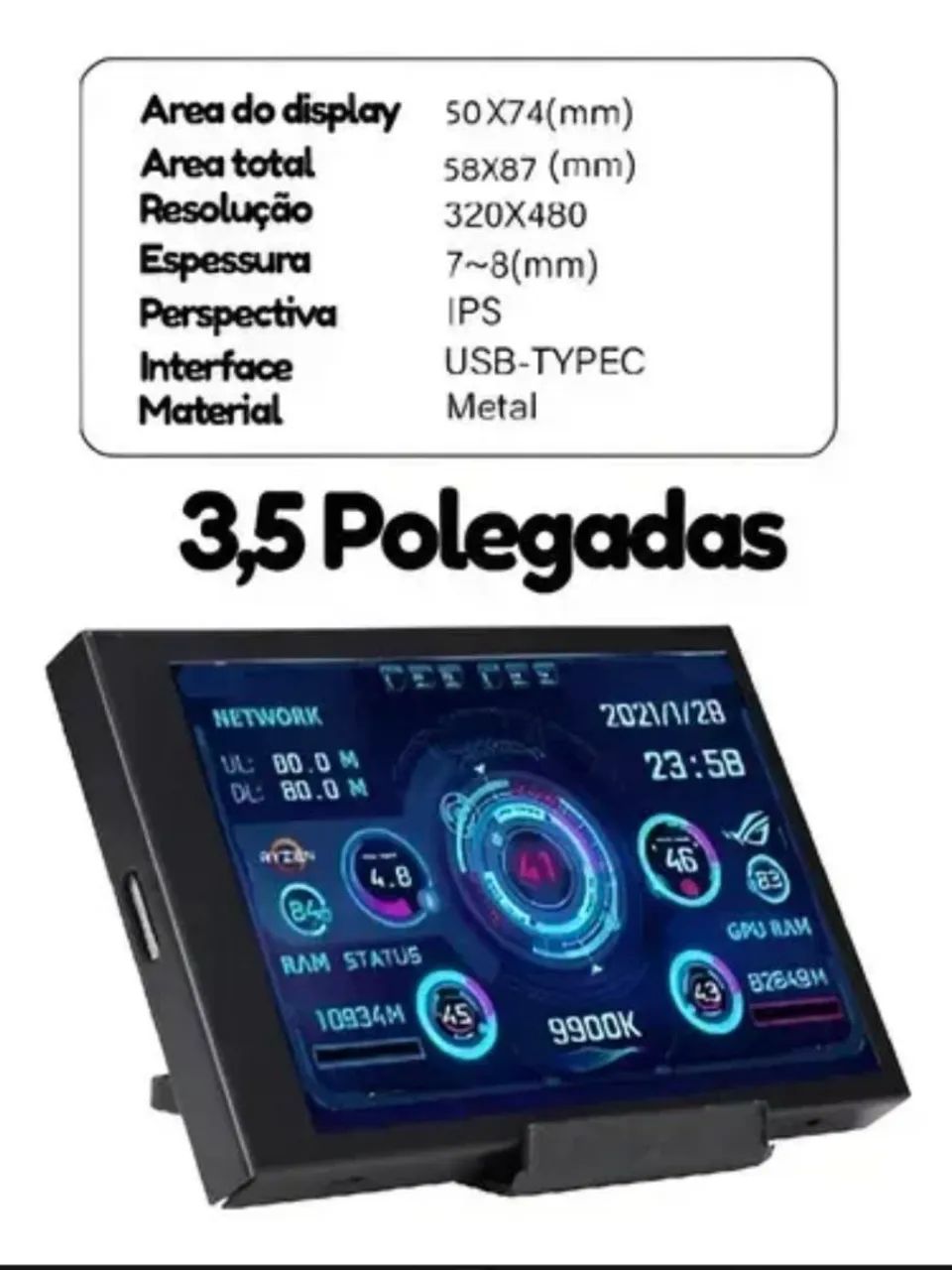 Tela mini monitor ips (nunca usado - Foto 3