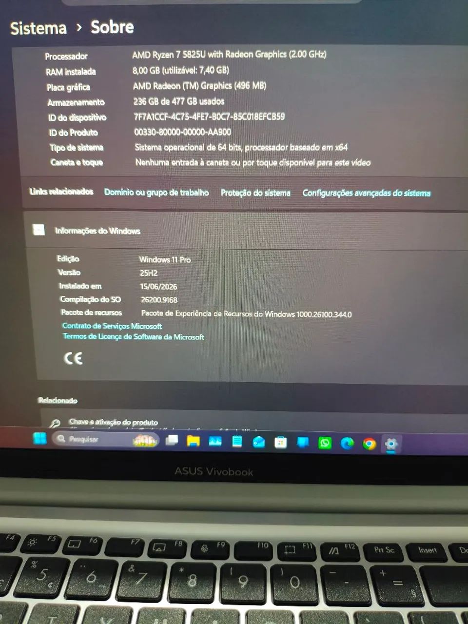 Notebook Asus Vivobook 15 Ryzen 7  - Foto 3