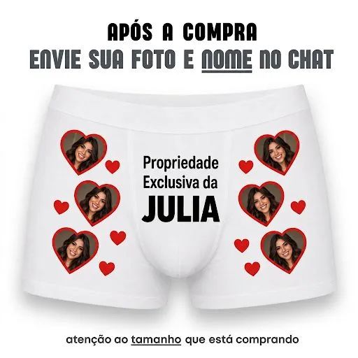 Cueca Boxer Branca Personalizado  - Foto 3