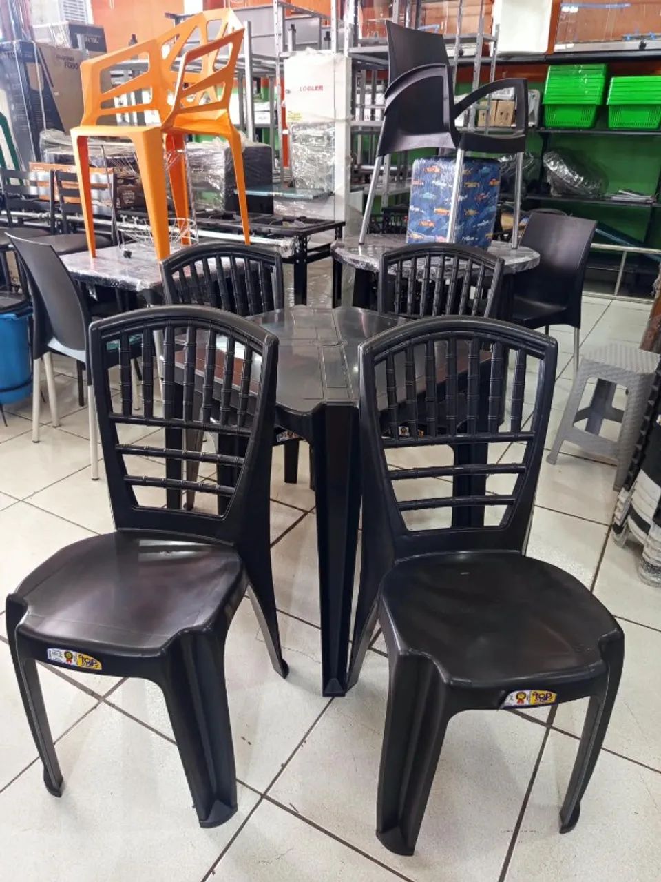 Jogo de mesa cadeira mexicana preta (NOVA) - Foto 5