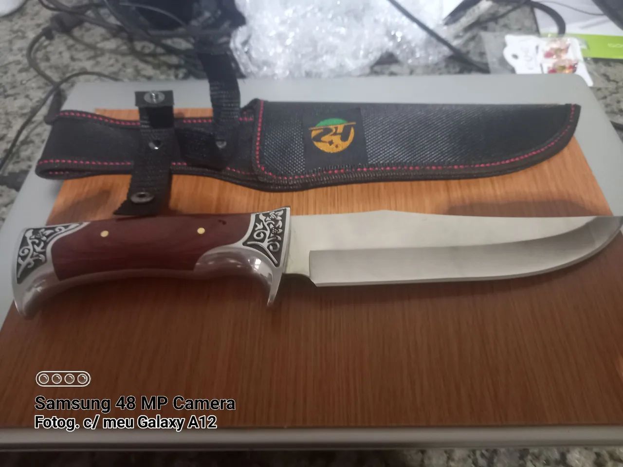 Peixeira Bowie Premium Aço Inox Cabo Trabalhado Luxo + Bainha - Foto 4