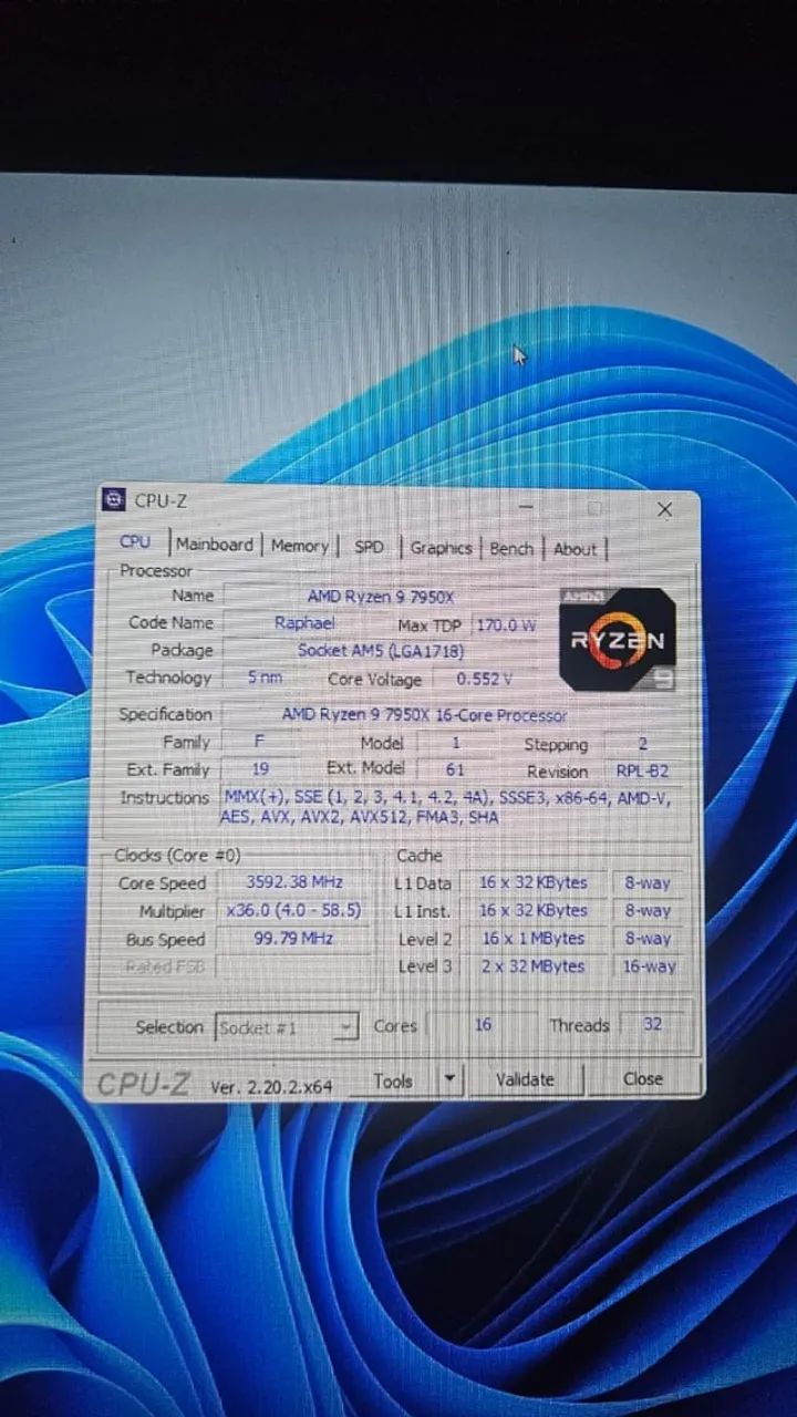 PROCESSADOR AMD RYZEN 9 7950X SEM CAIXA - IMPECÁVEL - Foto 3