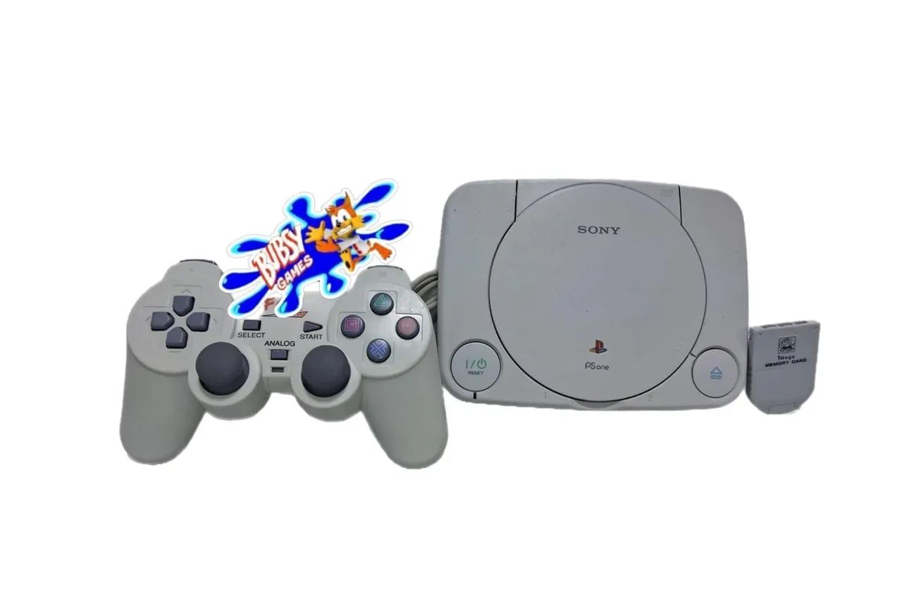 Ps one branquinho  memory card e jogo