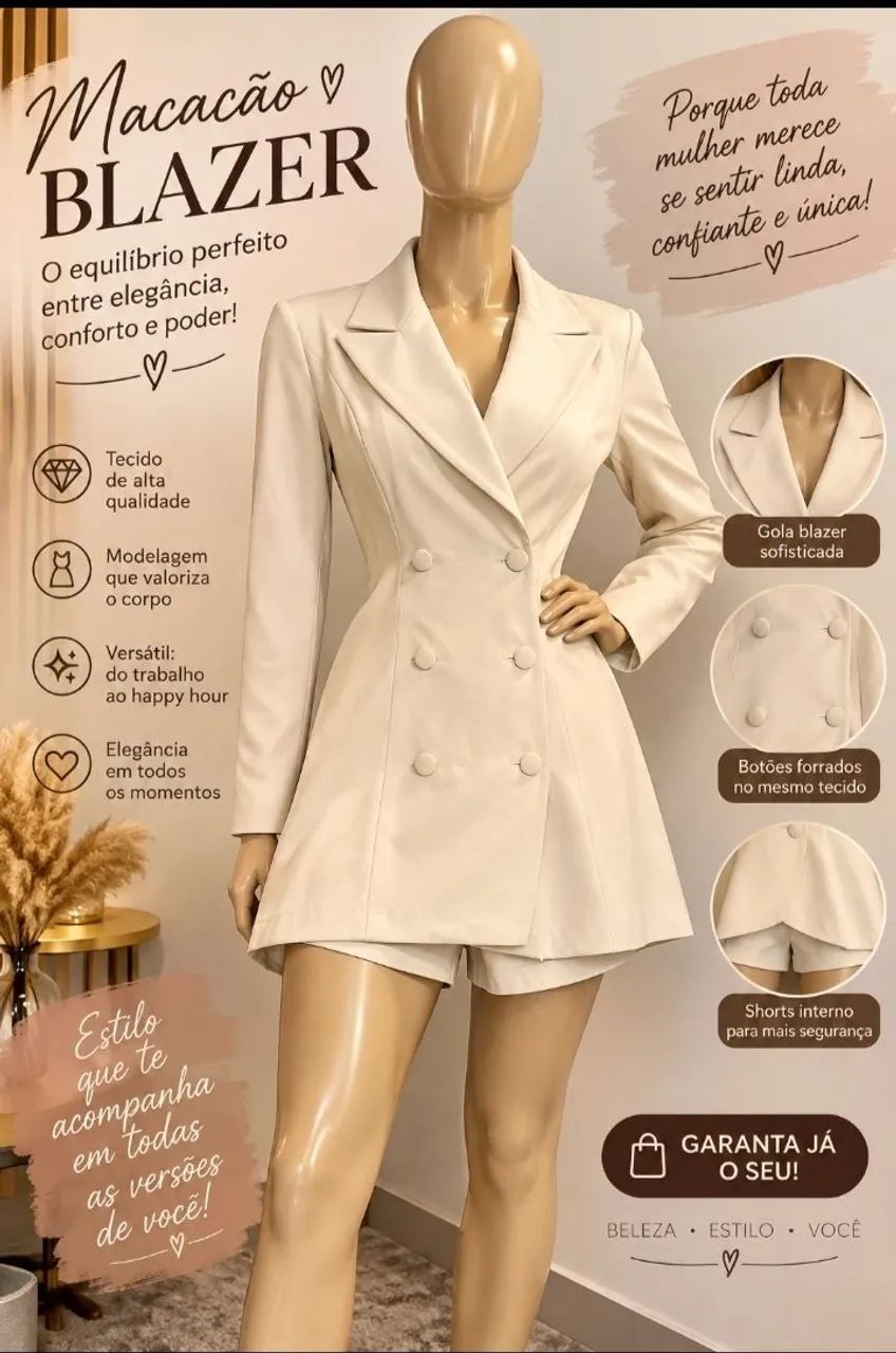 Macacão blazer bege