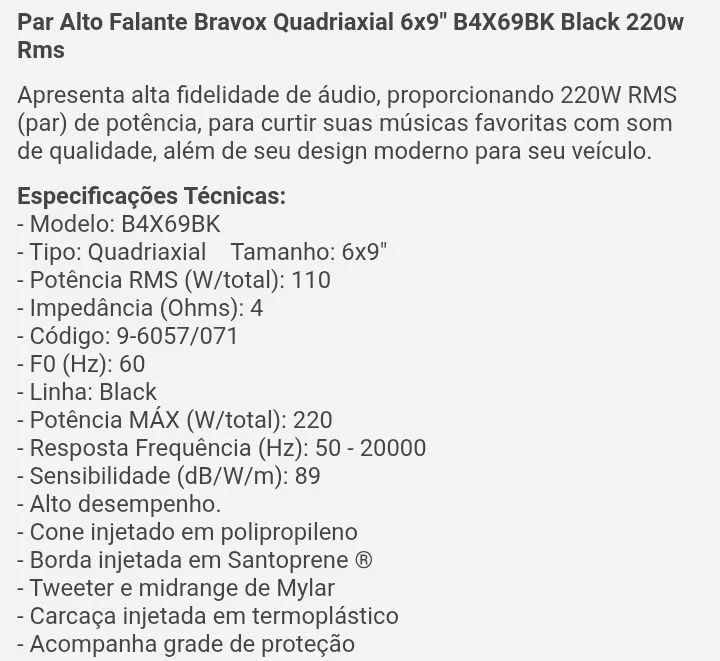6x9 Bravoxx 220w rms funcionando  - Foto 4