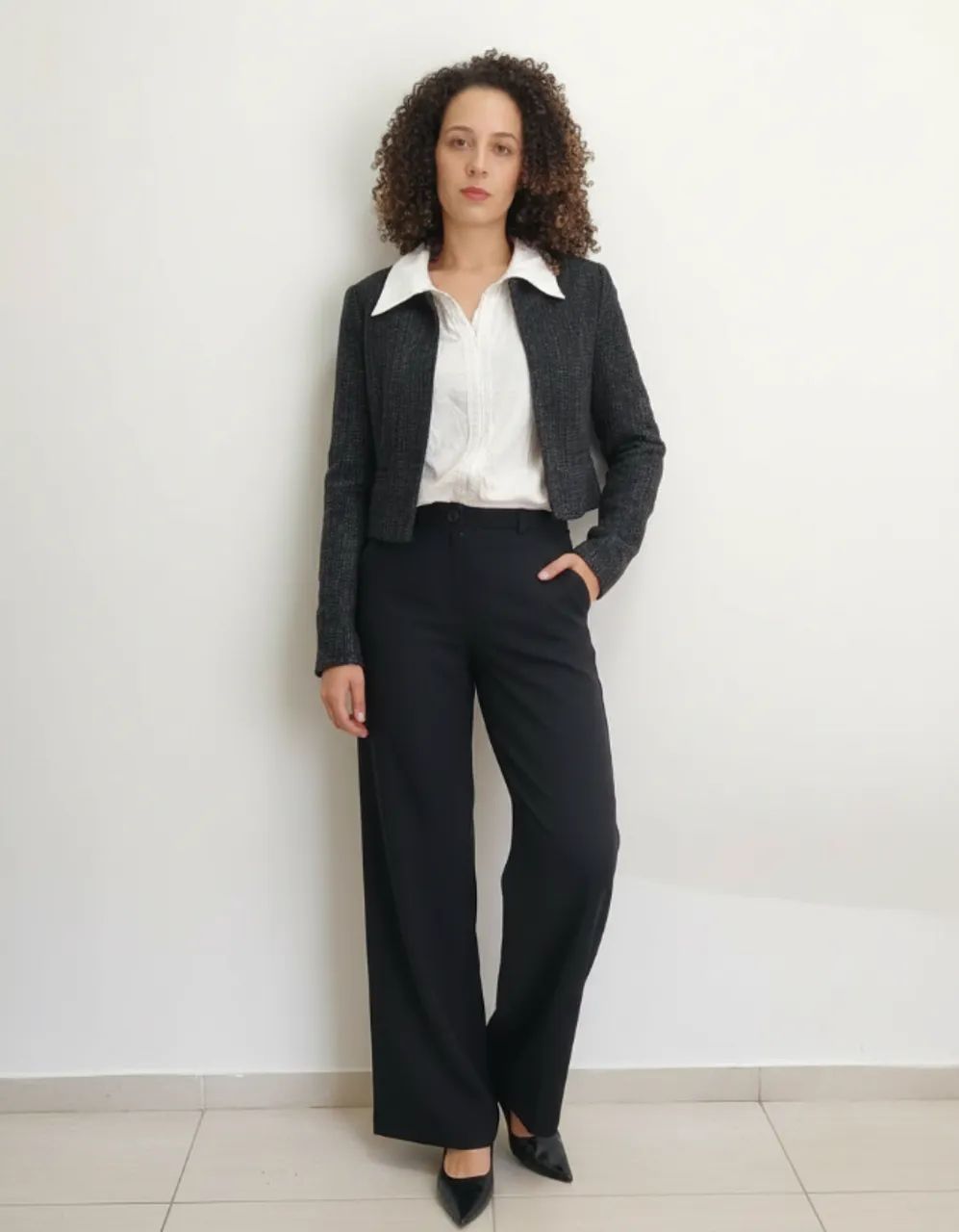 Casaco Tweed Preto - Foto 3